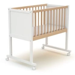 Lits bébé Soldes 24 AT4 Lits Bébé Berceau 40x80 Blanc Et Hêtre Verni