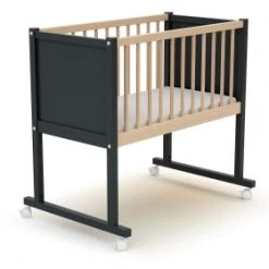 Lits bébé Soldes -Lits bébé Soldes berceau 40x80 gris graphite et hetre verni 1