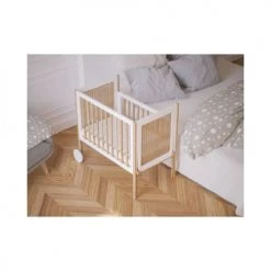 Lignea Kids Lits Bébé Berceau Cododo En Bois Massif Et Rotin Neige -Lits bébé Soldes berceau cododo en bois massif et rotin neige 1