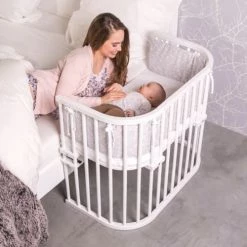 BABYBAY Lits Bébé Berceau Cododo En Hêtre Blanc Verni -Lits bébé Soldes berceau cododo en hetre blanc verni 1