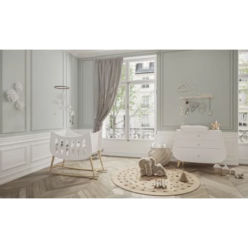 Lignea Kids Lits Bébé Berceau En Bois à Bascules Blanc 4 Lignea Kids Lits Bébé Berceau En Bois à Bascules Blanc – Image 2