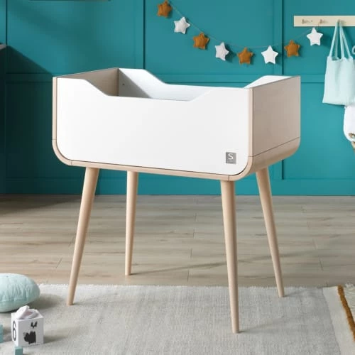 Sauthon Original Lits Bébé Berceau Pieds Bois 97x93x55cm En Bois Blanc 4 Sauthon Original Lits Bébé Berceau Pieds Bois 97x93x55cm En Bois Blanc – Image 2