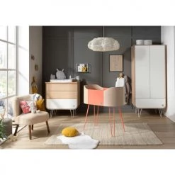 Sauthon Original Lits Bébé Berceau Pieds Métal 96x93x54cm Orange -Lits bébé Soldes berceau pieds metal 96x93x54cm orange 2