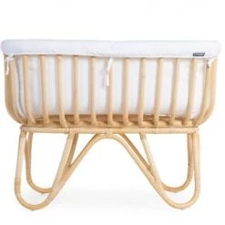 Childhome Lits Bébé Berceau Rectangulaire En Rotin Et Habillage En Jersey écru -Lits bébé Soldes berceau rectangulaire en rotin et habillage en jersey ecru 1