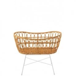 LANADECO Lits Bébé Berceau Rotin Et Métal / Matelas Blanc -Lits bébé Soldes berceau rotin et metal matelas blanc 1