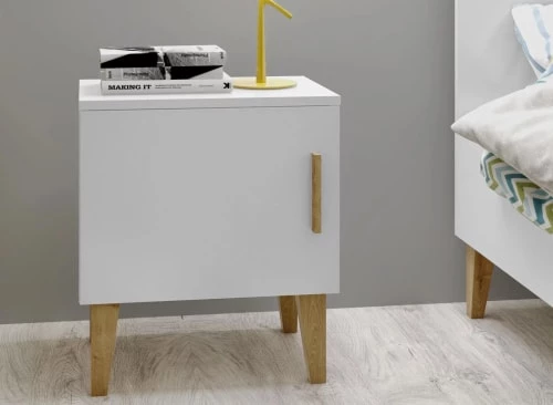 Nateo Concept Tables De Chevet Enfant Chevet 1 Porte Blanc Et Chêne 5 Nateo Concept Tables De Chevet Enfant Chevet 1 Porte Blanc Et Chêne – Image 3