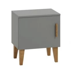 Nateo Concept Tables De Chevet Enfant Chevet 1 Porte Gris Et Chêne