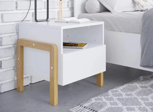 Nateo Concept Tables De Chevet Enfant Chevet 1 Tiroir Blanc Et Chêne 4 Nateo Concept Tables De Chevet Enfant Chevet 1 Tiroir Blanc Et Chêne – Image 2