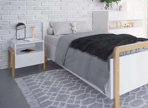 Nateo Concept Tables De Chevet Enfant Chevet 1 Tiroir Blanc Et Chêne 5 Nateo Concept Tables De Chevet Enfant Chevet 1 Tiroir Blanc Et Chêne – Image 3