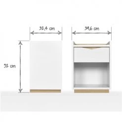 ID Kids Tables De Chevet Enfant Chevet Avec Tiroir Effet Bois Blanc Et Bois -Lits bébé Soldes chevet avec tiroir effet bois blanc et bois 2
