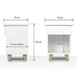 ID Kids Tables De Chevet Enfant Chevet Bois Massif Anthracite -Lits bébé Soldes chevet bois massif anthracite 2