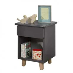 ID Kids Tables De Chevet Enfant Chevet Bois Massif Anthracite