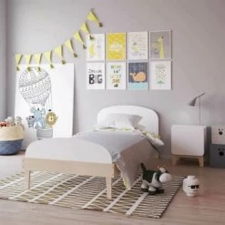 ID Kids Tables De Chevet Enfant Chevet Enfant Bois Massif Blanc Et Bois -Lits bébé Soldes chevet enfant bois massif blanc et bois 2