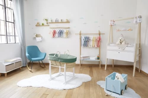 Premiers Moments Lits Bébé Couffin Avec Support Blanc & Habillage Forêt En Coton Bio 4 Premiers Moments Lits Bébé Couffin Avec Support Blanc & Habillage Forêt En Coton Bio – Image 2