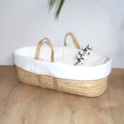 Premiers Moments Lits Bébé Couffin Avec Support Blanc & Habillage Nuage En Coton Bio -Lits bébé Soldes couffin avec support blanc habillage nuage en coton bio 2