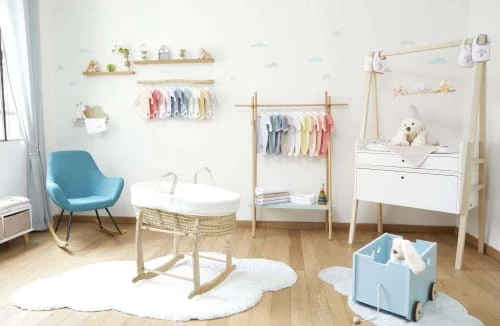 Premiers Moments Lits Bébé Couffin Avec Support Bois & Habillage Nuage En Coton Bio 4 Premiers Moments Lits Bébé Couffin Avec Support Bois & Habillage Nuage En Coton Bio – Image 2