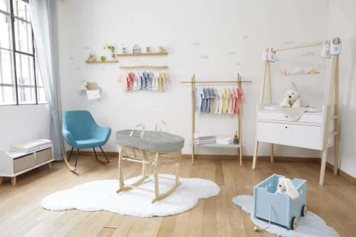 Premiers Moments Lits Bébé Couffin Avec Support Bois & Habillage Perle En Coton Bio 4 Premiers Moments Lits Bébé Couffin Avec Support Bois & Habillage Perle En Coton Bio – Image 2