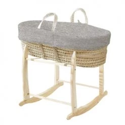 Premiers Moments Lits Bébé Couffin Avec Support Bois & Habillage Perle En Coton Bio