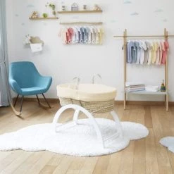 Premiers Moments Lits Bébé Couffin Avec Support Réversible & Habillage Crème En Coton Bio -Lits bébé Soldes couffin avec support reversible habillage creme en coton bio 2