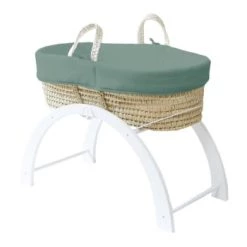 Premiers Moments Lits Bébé Couffin Avec Support Bois & Habillage Azur En Coton Bio 12 Premiers Moments Lits Bébé Couffin Avec Support Bois & Habillage Azur En Coton Bio -Lits bébé Soldes couffin avec support reversible habillage foret en coton bio 6