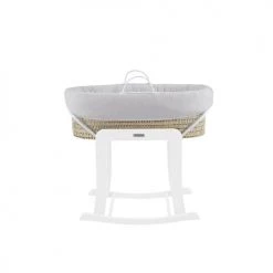 Micuna Lits Bébé Couffin En Fibres Naturelles Blanc Et Gris