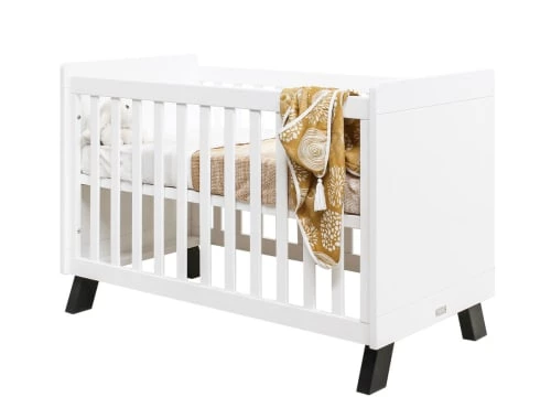 Bopita Lits Bébé Lit 60x120 Blanc/noir En MDF Et Hêtre 4 Bopita Lits Bébé Lit 60x120 Blanc/noir En MDF Et Hêtre – Image 2