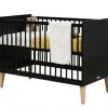 Bopita Lits Bébé Lit 60x120 Noir Mat/naturel En MDF Et Hêtre -Lits bébé Soldes lit 60x120 noir mat naturel en mdf et hetre