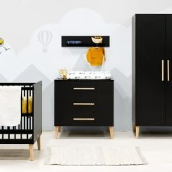 Bopita Lits Bébé Lit 60x120 Noir Mat/naturel En MDF Et Hêtre -Lits bébé Soldes lit 60x120 noir mat naturel en mdf et hetre 3