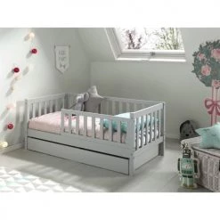 Vipack Lits Bébé Lit 70x140 Sommier Tiroir Inclus Gris -Lits bébé Soldes lit 70x140 sommier tiroir inclus gris 3