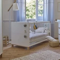 Galipette Lits Bébé Lit à Barreaux En Bois Blanc 70x140 -Lits bébé Soldes lit a barreaux en bois blanc 70x140 2