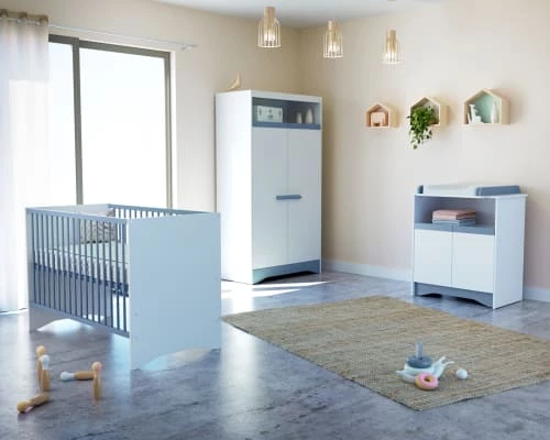 AT4 Lits Bébé Lit Bébé 60x120 Blanc Et Bleu 6 AT4 Lits Bébé Lit Bébé 60x120 Blanc Et Bleu – Image 4