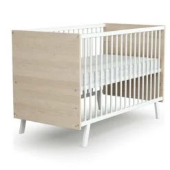 AT4 Lits Bébé Lit Bébé 60x120 Blanc Et Bouleau -Lits bébé Soldes lit bebe 60x120 blanc et bouleau 2