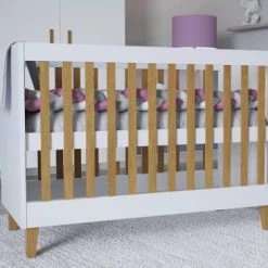 Nateo Concept Lits Bébé Lit Bébé 60x120 Blanc Et Chêne -Lits bébé Soldes lit bebe 60x120 blanc et chene 1