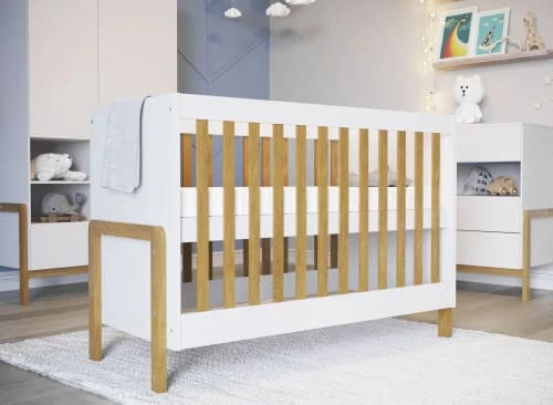 Nateo Concept Lits Bébé Lit Bébé 60x120 Blanc Et Chêne 4 Nateo Concept Lits Bébé Lit Bébé 60x120 Blanc Et Chêne – Image 2