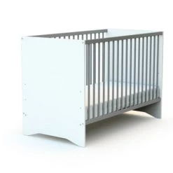 AT4 Lits Bébé Lit Bébé 60x120 Blanc Et Gris