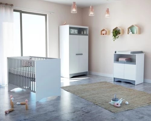 AT4 Lits Bébé Lit Bébé 60x120 Blanc Et Gris 6 AT4 Lits Bébé Lit Bébé 60x120 Blanc Et Gris – Image 4