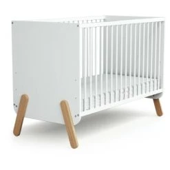 AT4 Lits Bébé Lit Bébé 60x120 Blanc Et Hêtre