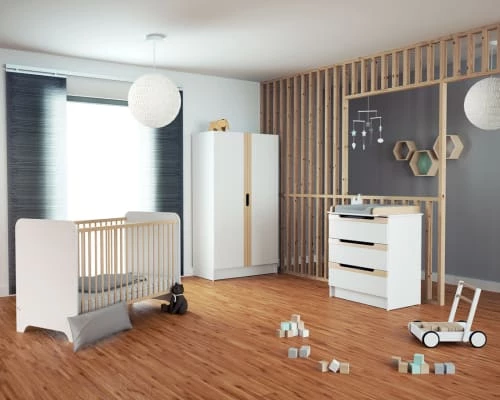 AT4 Lits Bébé Lit Bébé 60x120 Blanc Et Hêtre Verni 5 AT4 Lits Bébé Lit Bébé 60x120 Blanc Et Hêtre Verni – Image 3