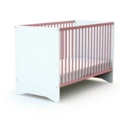 AT4 Lits Bébé Lit Bébé 60x120 Blanc Et Rose