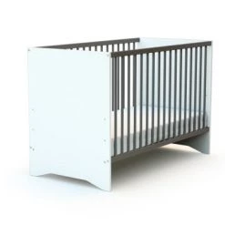 AT4 Lits Bébé Lit Bébé 60x120 Blanc Et Taupe