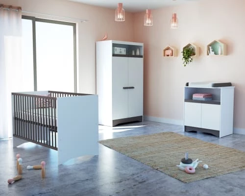 AT4 Lits Bébé Lit Bébé 60x120 Blanc Et Taupe 6 AT4 Lits Bébé Lit Bébé 60x120 Blanc Et Taupe – Image 4