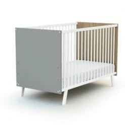 AT4 Lits Bébé Lit Bébé 60x120 Blanc -Lits bébé Soldes lit bebe 60x120 blanc gris et chene 1