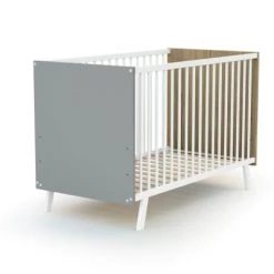 AT4 Lits Bébé Lit Bébé 60x120 Blanc, Gris Et Chêne -Lits bébé Soldes lit bebe 60x120 blanc gris et chene 5