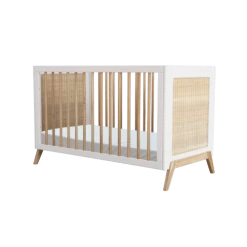 Théo Lits Bébé Lit Bébé 60x120 Cm Bois Et Rotin Neige