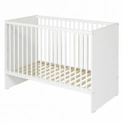 ID Kids Lits Bébé Lit Bébé 60x120 Cm Bois Massif Blanc -Lits bébé Soldes lit bebe 60x120 cm bois massif blanc 1