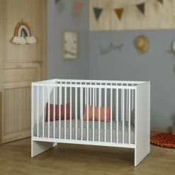 ID Kids Lits Bébé Lit Bébé 60x120 Cm Bois Massif Blanc -Lits bébé Soldes lit bebe 60x120 cm bois massif blanc 2