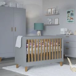 Nateo Concept Lits Bébé Lit Bébé 60x120 Gris Et Chêne -Lits bébé Soldes lit bebe 60x120 gris et chene 2