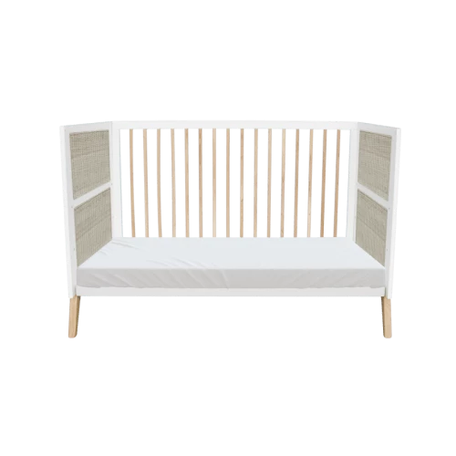 Théo Lits Bébé Lit Bébé 70x140 Cm Bois Et Rotin Neige 4 Théo Lits Bébé Lit Bébé 70x140 Cm Bois Et Rotin Neige – Image 2