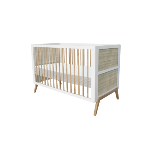 Théo Lits Bébé Lit Bébé 70x140 Cm Bois Et Rotin Neige 5 Théo Lits Bébé Lit Bébé 70x140 Cm Bois Et Rotin Neige – Image 3