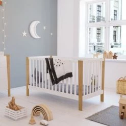 ID Kids Lits Bébé Lit Bébé 70x140 Cm Bois Massif Blanc Et Bois -Lits bébé Soldes lit bebe 70x140 cm bois massif blanc et bois 2